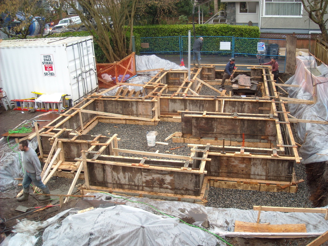 Forming foundation for new coach house in Vancouver,  BC by JDL Homes.