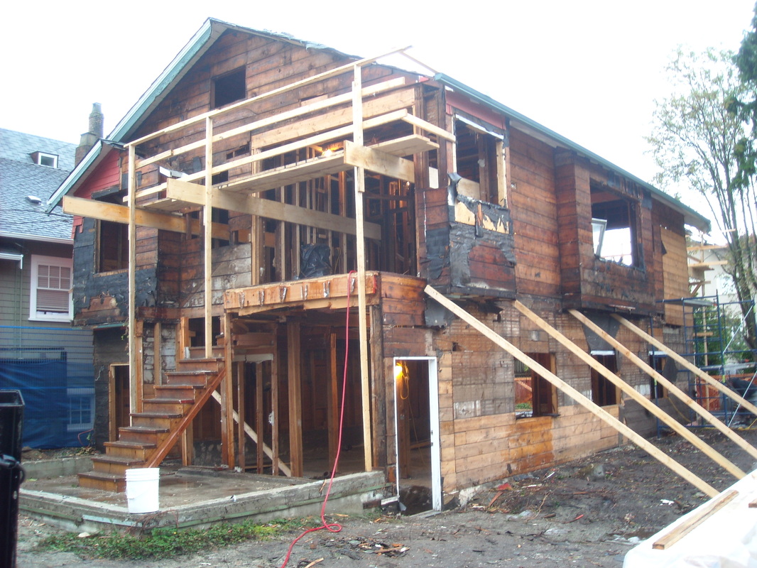 Exterior of Vancouver heritage home during demolition before restoration